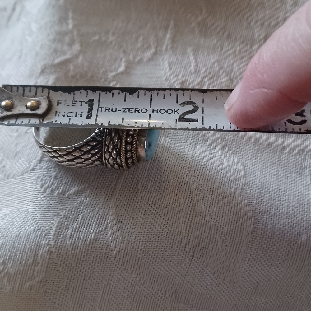 Designer Bny Larimar Statement Ring, Sterling Sil… - image 8